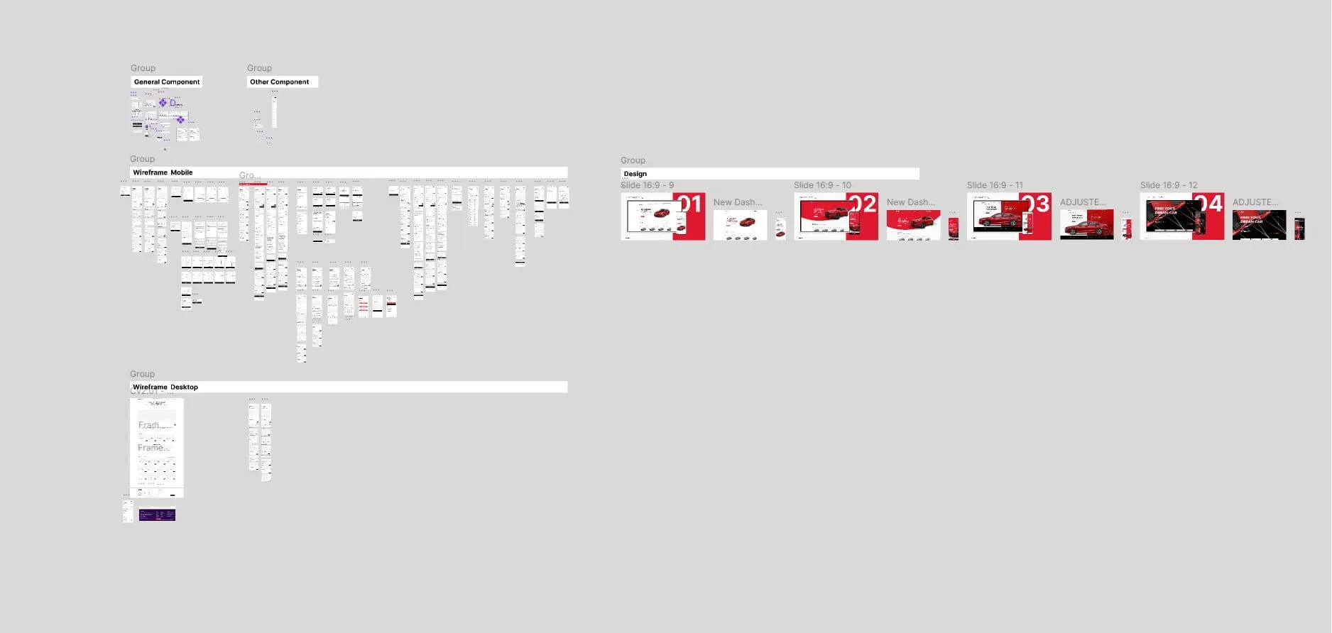 overall view of the mobile wireframe and design proposal I've done.