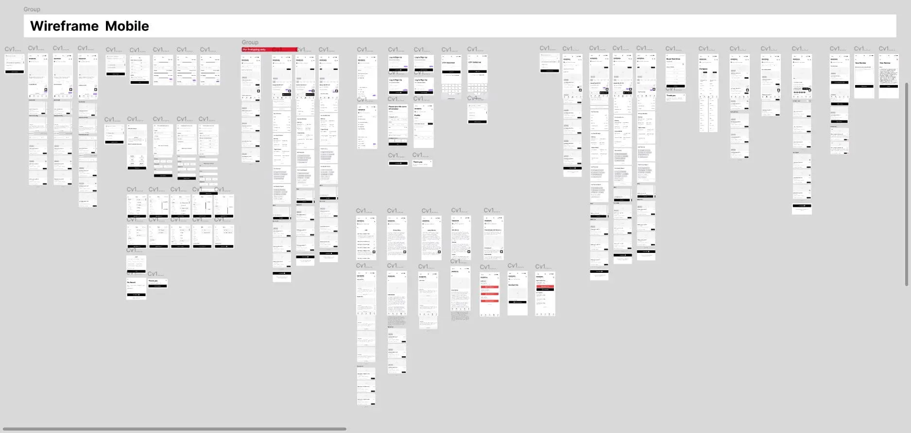 closer look at the mobile wireframes for the client.