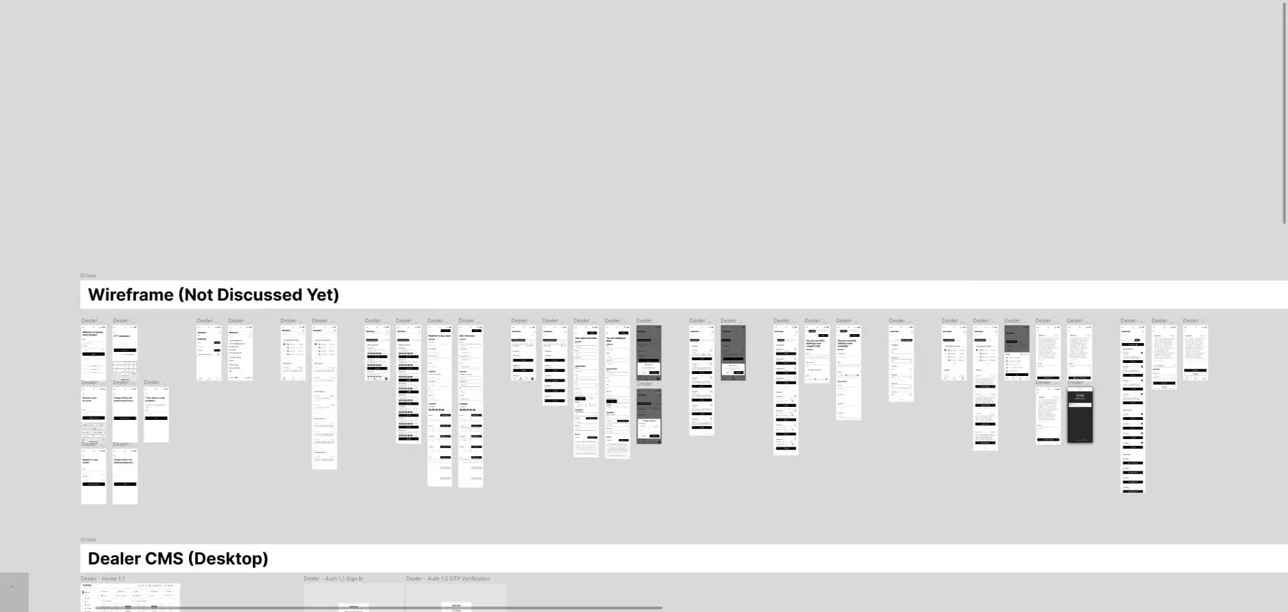 mobile wireframe for the dealer side.